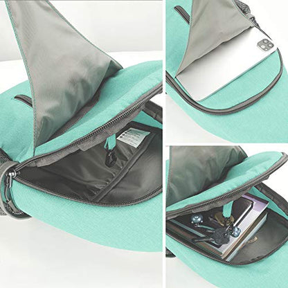 WATERFLY Crossbody Sling Backpack Sling Bag Travel Hiking Chest Bag Daypack | Small Hiking bag,Multi-compartment storage,Water-resistant,Breathable back pad,Reversible adjustable shoulder strap - color: N - Mint Green