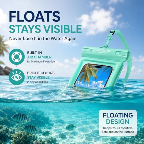 IP68 Waterproof Phone Pouch 2 Pack-Up to 8.0"，Adjustable Neck Lanyard Floating Waterproof Phone Case for iPhone,Phone Dry Bags for Vacation Beach Pool Travel Essentials Green
