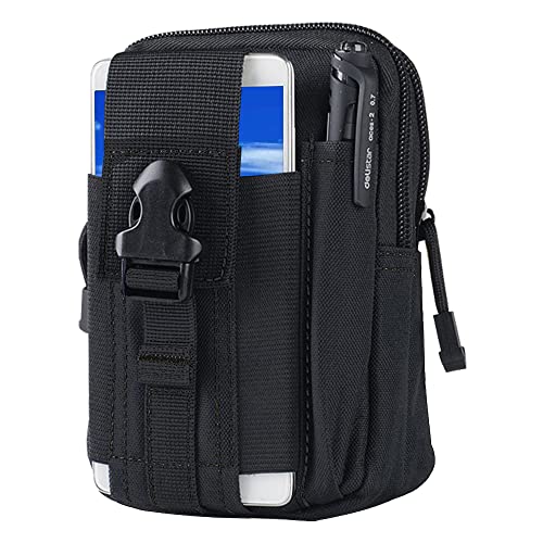 Tactical Waist Belt Bag | Universal Outdoor EDC Military Holster Wallet Pouch Phone Case Gadget Pocket for iPhone X 8 7 6 6s Plus Samsung Galaxy S8 S7 S6 S5 S4 S3 Note 8 5 4 3 2 LG HTC - color: Black