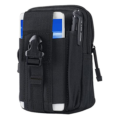 Tactical Waist Belt Bag | Universal Outdoor EDC Military Holster Wallet Pouch Phone Case Gadget Pocket for iPhone X 8 7 6 6s Plus Samsung Galaxy S8 S7 S6 S5 S4 S3 Note 8 5 4 3 2 LG HTC - color: Black