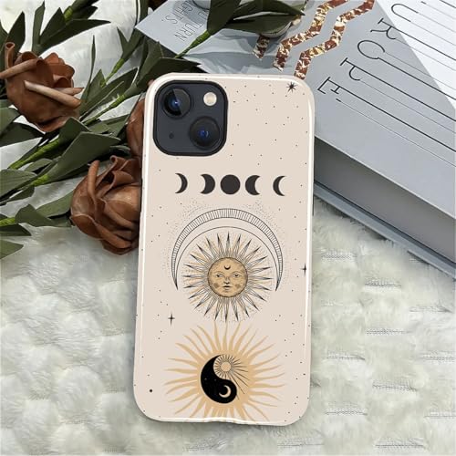 Compatible with iPhone 15 Case,Glossy 2-in-1 Sleek All-Inclusive Dual-Layer Material Soft TPU + PC Back for Sun Moon Phases Yin Yang Space - color: Sun Moon Phases Yin Yang Space-Glossy, size: iPhone 15