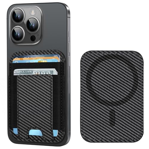 For Magsafe Wallet, 7 Card Holder, RFID Blocking, Strongest Magnet | Magnetic Wallet for iPhone 17/16/15/14/13/12 Series, for iPhone Wallet Magsafe with 2 Card Slots, Black Carbon Fiber - color: Black Carbon Fiber