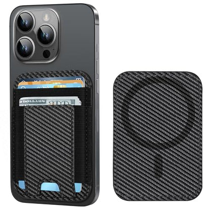 For Magsafe Wallet, 7 Card Holder, RFID Blocking, Strongest Magnet | Magnetic Wallet for iPhone 17/16/15/14/13/12 Series, for iPhone Wallet Magsafe with 2 Card Slots, Black Carbon Fiber - color: Black Carbon Fiber