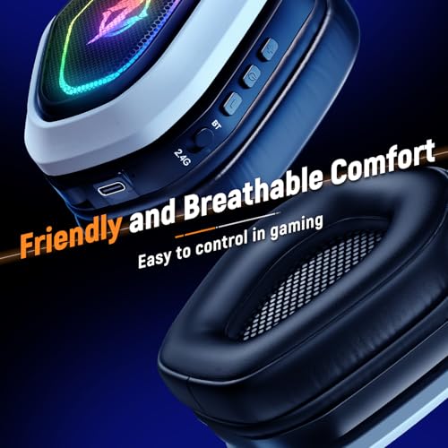 Ozeino Wireless Gaming Headset for PS5, PC, Switch| Lossless Audio-40H Batt - color: Black and White