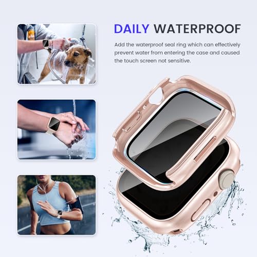 Goton Privacy Waterproof Case for Apple Watch 40mm Series 6/5/4/SE - color: Rose Gold, size: 40mm