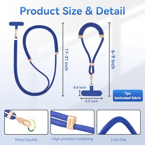 VVAAGG Cell Phone Lanyard for iPhone Crossbody Phone Strap - color: Blue