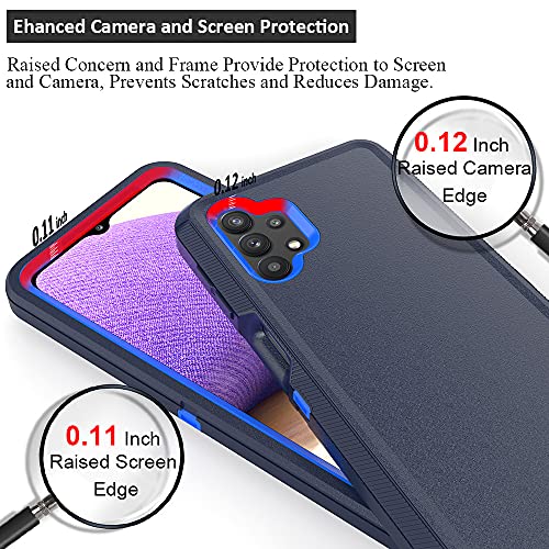 TENCO Compatible with Samsung Galaxy A32 5G Case,with Screen Protectors,Heavy Duty Rugged Shockproof Full Body Protection Kickstand Case Belt Clip Holster for 5G(Blue) SM-A326B, SM-A326B/DS - color: Blue