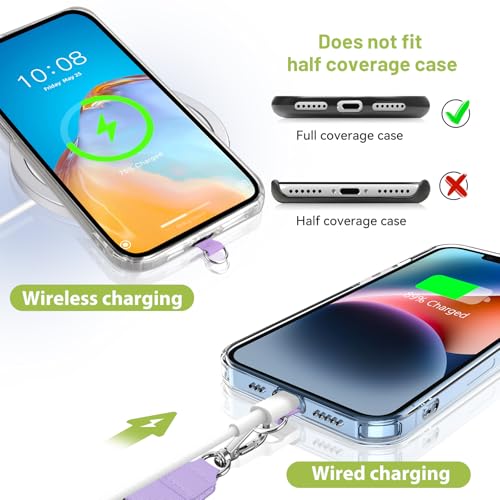 takyu Phone Lanyard, 2 Pack Adjustable Anti-Drop Neck/Wrist Strap with 2 Pcs Tether Patches, Secure Hands-Free Compatible for iPhone Samsung Perfect for Nurses, Teachers, Travel, Hiking Black+Qpurple - color: Black + Qpurple