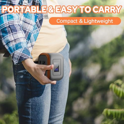 Portable Power Station 120W, 110V Power Bank with DC AC Outlet - color: Grey Orange