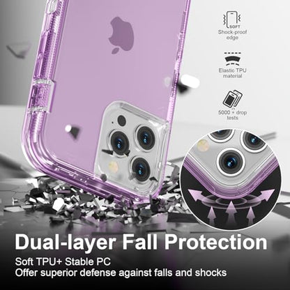 Follaroma for iPhone 12 Pro Max Case, 6.7 inch, Crystal Purple | Heavy Duty Shockproof Protection Phone Cases, Anti-Drop, Military Grade Dual Layer Transparent Rugged Protective Cover - color: Purple, size: iPhone 12 Pro Max 6.7‘’
