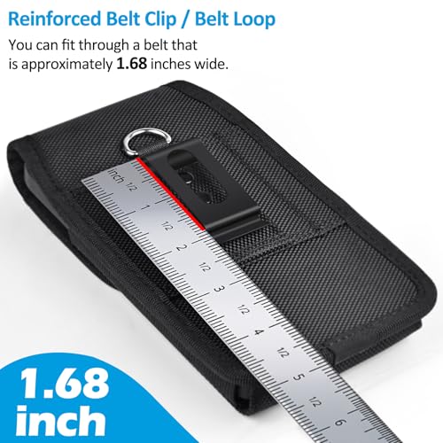 Cell Phone Holster with Card Holder Pouch Belt Clip Men for iPhone 17 16 15 14 13 12 11 Pro 16e Samsung Galaxy S25 S24 S23 S22 S21, M-Black - color: Black, size: M