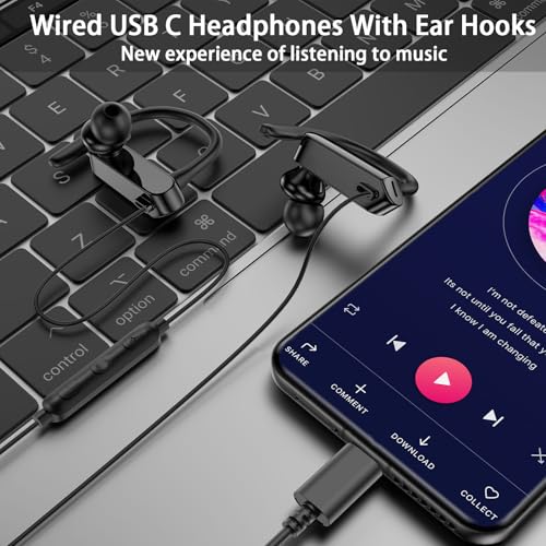 USB C Earbuds Wired Over Ear Headphones for iPhone 18 Pro Max 17 16 - color: Black