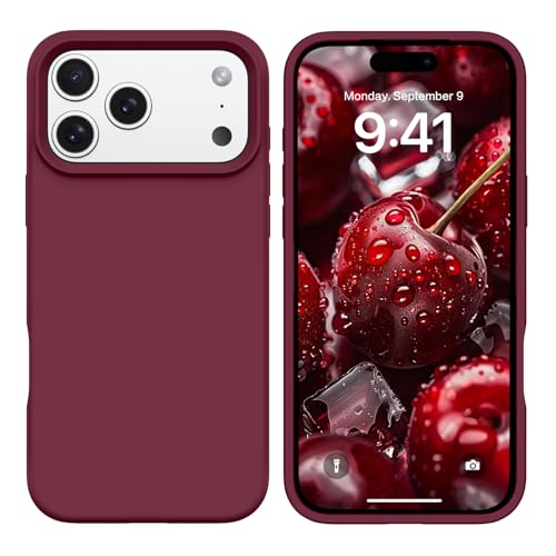 GUAGUA Compatible with iPhone 17 Pro Max Case 6.9 Inch Liquid Silicone Soft Gel Rubber Slim Thin Microfiber Lining Cushion Texture Cover Shockproof Protective Phone Case for iPhone 17 Pro Max,Wine Red - color: Wine Red, size: iPhone 17 Pro Max