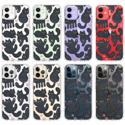 MOSNOVO Case for iPhone 12 & iPhone 12 Pro, [Buffertech 6.6ft Military-Grade Drop Protection] [Anti Peel Off Tech] Clear TPU Bumper Phone Case Cover Design - Black Furry Cat - color: Clear - Black Furry Cat, size: iPhone 12 / iPhone 12 Pro