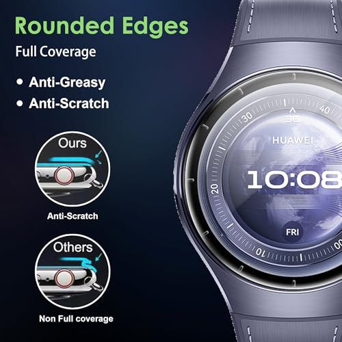 Compatible for Huawei Watch 5 46mm screen protector, Anti-Scratch 3D Full Screen Coverage flim, Case Friendly, HD Ultra, 4 PACK - size: Huawei Watch 5 46mm