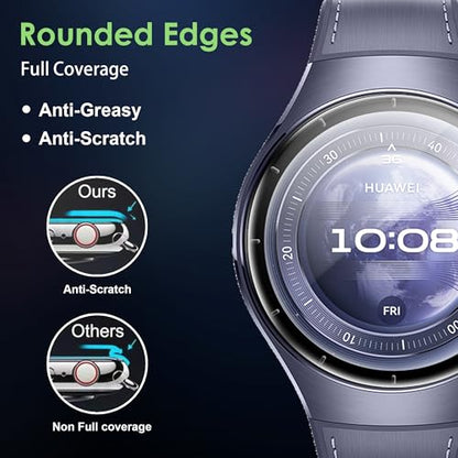 Compatible for Huawei Watch 5 46mm screen protector, Anti-Scratch 3D Full Screen Coverage flim, Case Friendly, HD Ultra, 4 PACK - size: Huawei Watch 5 46mm