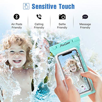 ProCase 2 Pack Waterproof Phone Pouch, Underwater Phone Case Up to 7", Dry Bag for iPhone 17 Air 16 15 14 13 Pro Plus Max, Galaxy S24 S23 S22 Ultra Pixel, Beach Essentials -Green - color: Green