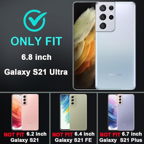 for Samsung Galaxy S21 Ultra Case with 2Pcs Self Healing Flexible TPU Screen Protector & Camera Lens Protector, 3 in 1 Heavy Duty Shockproof/Drop Proof/Dust Proof Case (Navy Blue) - color: Navy Blue