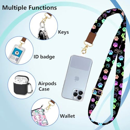Phone Lanyard Wrist Strap Crossbody Adjustable, Cell Phone Lanyard for Around The Neck Shoulder Wristlet Strap - color: Phantom Dog Paw
