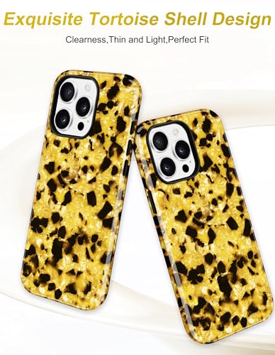 Jusy Magnetic Golden Tortoise Shell Phone Case for iPhone 16 Pro Max,Golden | Compatible with MagSafe,Cute Aesthetic Cheetah Leopard Design,TPU and PC Protective Shockproof Cover - color: Golden
