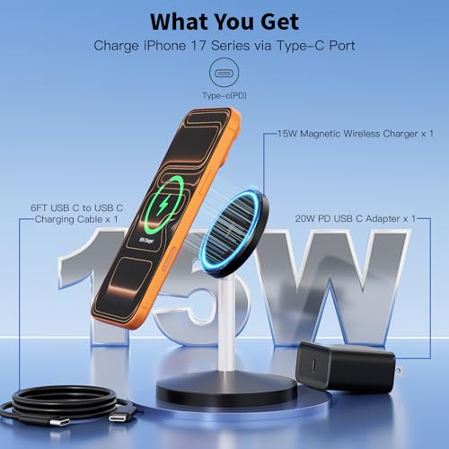 Magnetic Wireless Charger i Phone Stand 15W Fast Mag-Safe Charging Station - color: Black