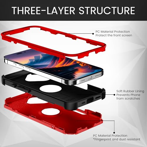 MXX for iPhone 17 Case, Heavy Duty 3 in 1 Wing Design Protective Cover with MagSafe, Phone Case 2025 (Red) - color: Red, size: iPhone 17