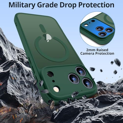 for iPhone 17 Pro Max Case w/Detachable MagSafe Wallet-Green | RFID Blocking Card Holder&Kickstand, Military-Grade Drop & Raised Camera Protection for Travel & Commute - color: Green