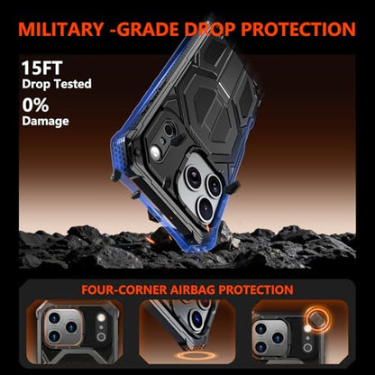 for iPhone 17 Pro Max Case with Kickstand, [15FT Military-Grade Drop Protection] [Compatible with MagSafe] Rugged Shockproof Heavy Duty Magnetic iPhone 17 Pro Max Phone Case Cover (Black) - color: Black