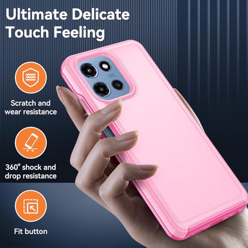 for Motorola Moto G 5G 2025/2026 Case with HD Screen Protector, Moto G Play 2026 Heavy Duty Shockproof Military Grade Full Body Protection Phone Cover (Purple Pink) - color: Purple Pink