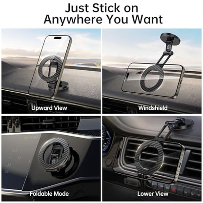 SYNCWIRE Fits MagSafe Car Mount Magnetic Phone Holder for Dash and Tesla - color: Carbon Fiber