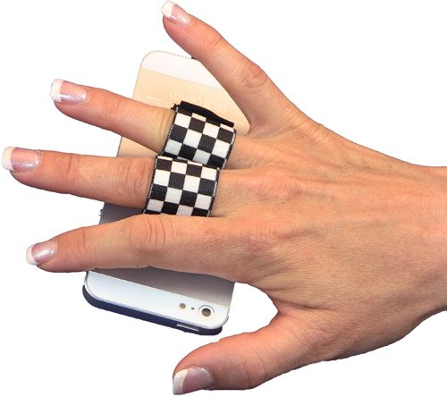LAZY-HANDS 2-Loop Phone Grip - FITS Most - Black & White Checkers - color: Black & White Checkers - Fits Most