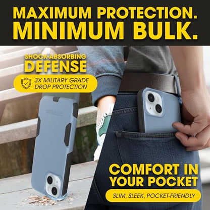 OtterBox iPhone 17e, 16e, 15, 14, 13 Commuter Series Case - Blue & Black | 3X Military Drop Protection - Slim - Dual-Layer Shockproof Design - Pocket-Friendly - Raised Edges - Port Covers - color: Blue/Black