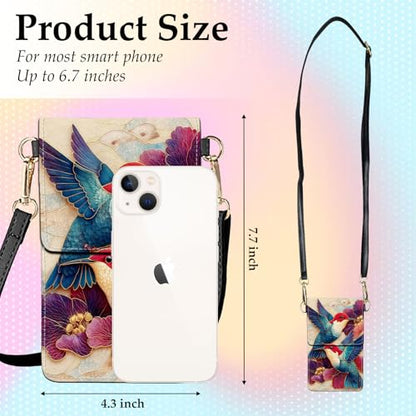Small Crossbody Bags for Women Touchscreen Cell Phone Bag Cross Body Purses with adjustable Strap,Gifts For Teenage Girls - color: Hummingbirds