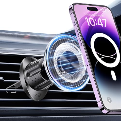 for MagSafe Car Mount,【22 N55 Super Magnets】 Magnetic Phone Holder for Car Air Vent, Cell Phone Mount Car Accessories Compatible with iPhone 17 16 15 14 13 12 Pro Max - color: Black