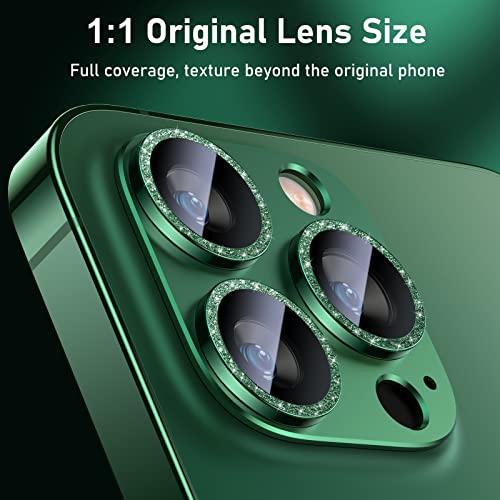 UniqueMe for iPhone 13 Pro/13 Pro Max Camera Lens Protector - Alpine Green - color: Alpine Green (bling circle)