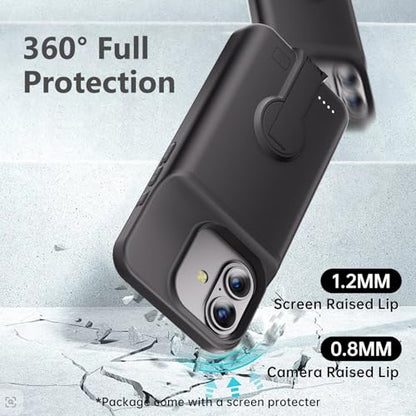 GIN FOXI for iPhone 17 Battery Case, Rechargeable Case Charger with Stand 8500mAh Fast Charging Ultra-Slim Lightweight Powerful Battery Pack Anti-Fall TPU Juice Box for iPhone 17 (6.3") Black - size: for 17