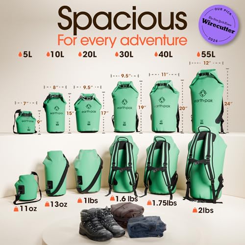 Earth Pak Waterproof Dry Bag - Roll Top Waterproof Backpack Sack Keeps Gear Dry for Kayak with Waterproof Phone Case - color: Seafoam Green, size: 10L
