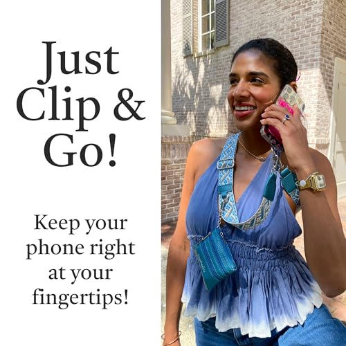 Save the Girls Clip & Go Phone Lanyard with Wallet Pouch, Peacock Blue - color: Peacock Blue