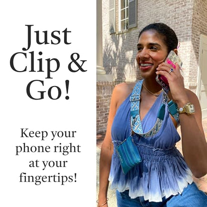 Save the Girls Clip & Go Phone Lanyard with Wallet Pouch, Peacock Blue - color: Peacock Blue