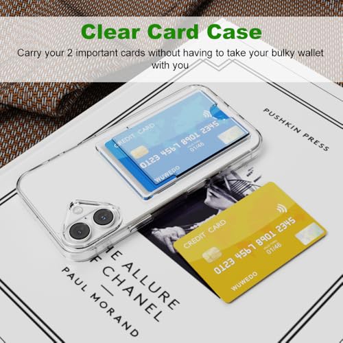 for iPhone 16 Plus Clear Card Case - Hybrid Slim Fit Transparent Wallet Cover with Card Holder Slot, TPU + PC, Anti-Yellowing, 6.7" 2024 - color: Clear, size: iPhone 16 Plus