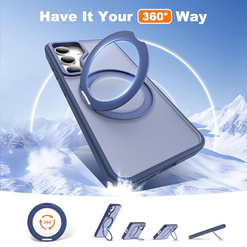 for Samsung Galaxy S23 Case with 360° Spin Stand,Blue | 360° Spin Magnetic Ring Stand,Compatible with Magsafe,Military Protection Phone Case - color: Blue, size: Samsung Galaxy S23