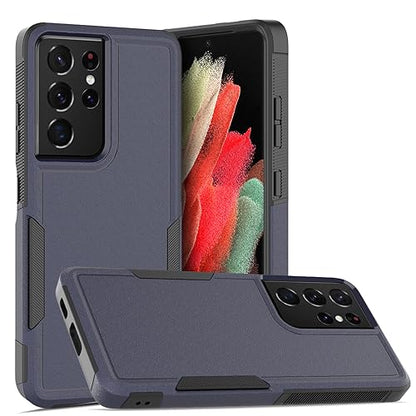 for Samsung Galaxy S21 Ultra Case: Dual Layer Protective Heavy Duty Cell Phone Cover Shockproof Rugged with Screen Protector - Military Protection Bumper Tough - Samsung Galaxy S21 Ultra 5G, Blue - color: Navy Blue (PC) + Black (TPU)