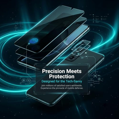 (2+2Pack) Galaxy S22 Privacy Screen Protector Tempered Glass, with 2 Pack Camera Lens Protector, 9H Hardness 2D Curved Full Coverage Bubble Free Support Fingerprint, for Galaxy S22 5G 6.1 Inch
