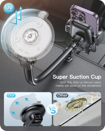 APPS2Car 13" Gooseneck Truck Phone Mount, Suction Cup for Windshield Vent - color: Black