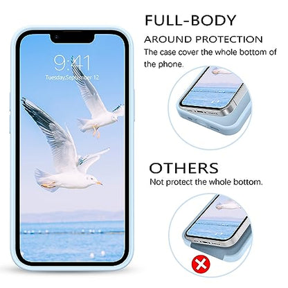 GUAGUA Compatible with iPhone 13 Case 6.1 Inch Liquid Silicone Soft Gel Rubber Slim Thin Microfiber Lining Cushion Texture Cover Shockproof Protective Phone Case for iPhone 13, Light Blue - color: Light Blue, size: iPhone 13
