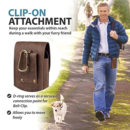 Genuine Leather Phone Holster for Men, Belt Pouch Cell Phone Holder Belt Clip Holster Case Fit for iPhone 17 Pro Max 16 Pro Max 15 Pro Max 14 Pro Max Samsung Galaxy S25 Ultra S24 Ultra (Brown) - color: Retro Brown