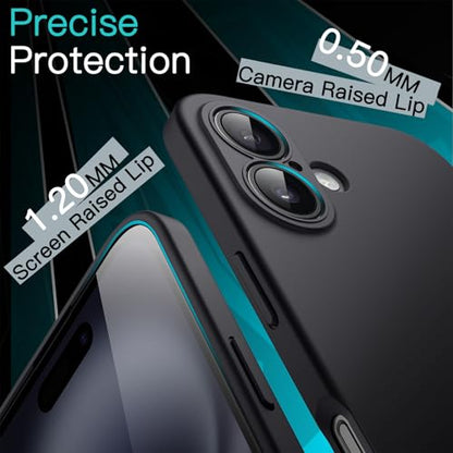 JETech Slim Case for iPhone 16, Black | Camera Lens Protection, Soft TPU Design, Matte Finish, Shockproof Protection - color: Black, size: iPhone 16