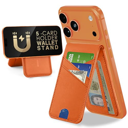 for MagSafe Wallet Magnetic iPhone Card Holder with Adjustable Stand - color: Orange