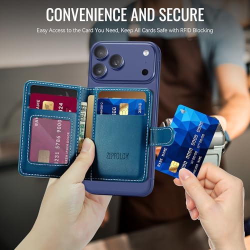 for Magsafe Magnetic Phone Wallet Card Holder, Elegant Blue - color: Elegant Dark Blue