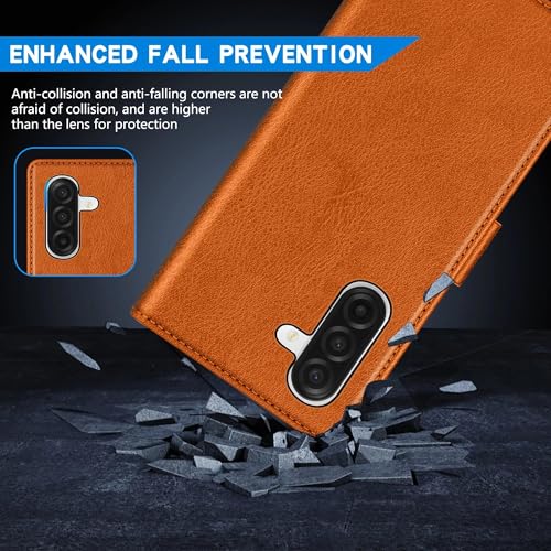 ZZXX for Samsung Galaxy A17 5G Wallet Case with [RFID Blocking] Card Slot Kickstand Magnetic Closure PU Leather Flip Fold Protective Phone Case for Samsung Galaxy A17(Brown-6.7 inch) - color: Brown